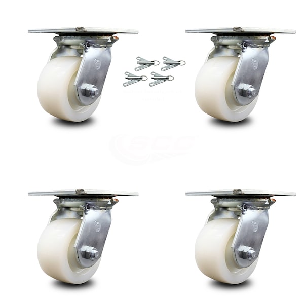 4 Inch Nylon Caster Set with Ball Bearings and Swivel Locks